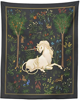 JUGGO Einhorn-Wandteppich, Hippie-Kunst, mythisches Einhorn, 3D-Druck, Wanddecke for Schlafzimmer, ästhetische Aquarelldruck-Wandteppiche (Size : 95x73cm37x29inch)