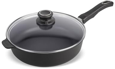 Set Original Gundel GUSS-Hochrandpfanne, Ø 26 cm, Höhe 7,5 cm, Pfanne mit Deckel, PFOA-frei, Akku-Therm Boden – mit abnehmbaren Griff