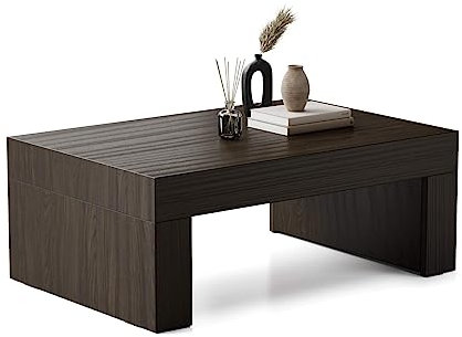 MOBILI FIVER, Mesa de Centro Evolution 90x60, Nogal Americano, Aglomerado y Melamina, Mesa de Centro salón, Mesa de Centro Baja, Made In Italy