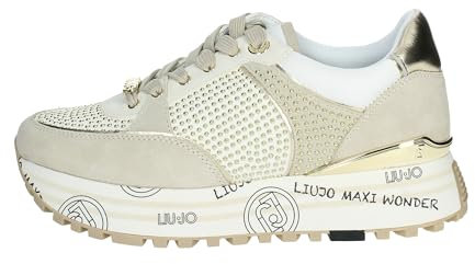 LIU JO Maxi Wonder 20, Sneakers Platform con Borchie da Donna (Beige Oro, 39)