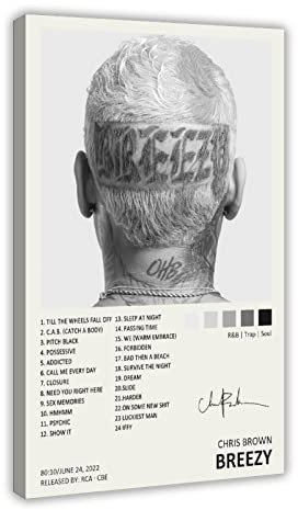 Chris Brown Breezy Album Cover Leinwand Poster Schlafzimmer Dekor Sport Landschaft Büro Zimmer Dekor Geschenk Rahmenstil 20 x 30 cm
