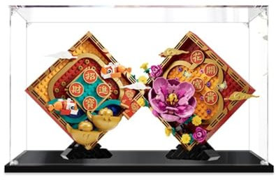 AZIZAT Vetrina acrilica. È compatibile con kit di costruzione Lego 80110 Luck Pairs. Adatto per esposizione di modelli, prevenzione della polvere, collezione. (solo vetrina)