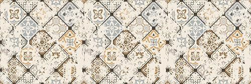 HUBDECO - Teppich - Küchenteppich - Badezimmerteppich - Badteppich - Küchenläufer - Teppich Läufer - Teppich Küche - PCV, Vinyl - rutschfest - Rustikales Patchwork - 60x180cm