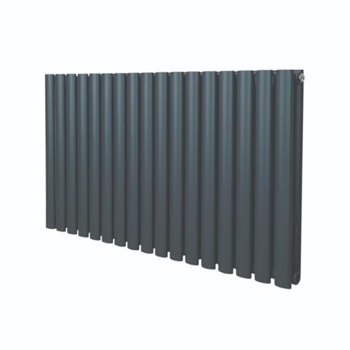 Radiador De Columna Ovalada 600mm x 1020mm Horizontal | Gris Antracita | Acero | Montado en pared | Kit de fijación y soportes + Cepillo de limpieza GRATIS | Calefacción estufa calefactor