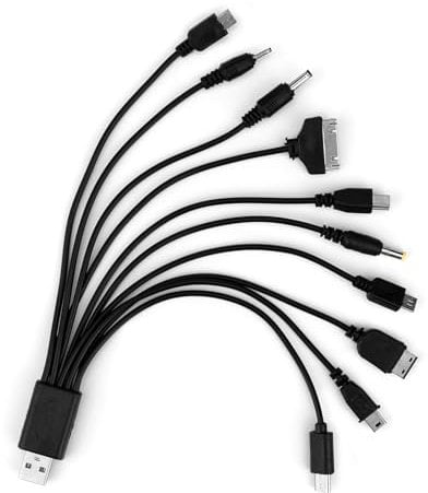 Multi Phone Charger 10 in 1 Universal Charger with Multiple Heads, Multi Charger Cable USB Fast Charging Cord for iPhone PSP HTC LG Samsung Nokia Huawei