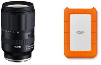 TAMRON - 18-300mm F/3.5-6.3 Di III-A VC VXD - Zoom lens for APS-C mirrorless Sony cameras & LaCie Rugged Mini, 2TB, 2.5, Portable External Hard Drive, for PC and Mac, Shock