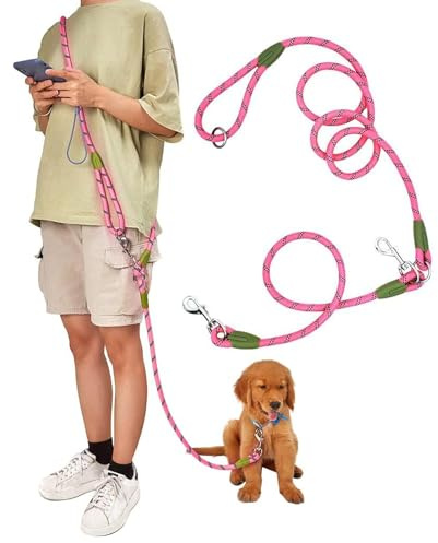 Eyeleaf Freihändige Hundeleine für Hunde, reflektierend, 2,2 Meter, lang, zum Spazierengehen, Anti-Zug, für große mittelgroße und kleine Hunde, Orange