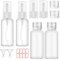 Uheltosly 4 piezas 50ml Botella Spray Pulverizador,Portátil Botella rellenable para viajes,Con embudo, Etiqueta y Tapa,Botellas de Spray de Plástico,Transparente Rellenables Spray Bottle