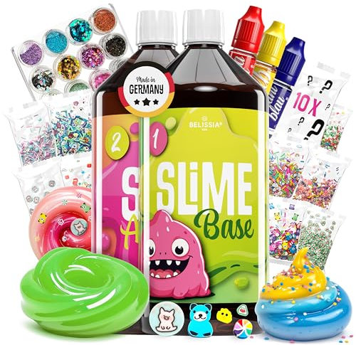 Belissia XXL Kinder Spiel-Schleim zum selbermachen. Mysterie Set für 2KG fertigen Slime. Ideale Geschenkidee für Kinder ab 3 Jahre