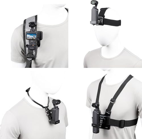 PellKing 4-in-1-Zubehör-Set für DJI Osmo Pocket 3, Brust-Halterung, Hals-Halterung, Kopfgurt, Rucksack-Gurt-Halterung für DJI Osmo Pocket 3 Kamera, mit Erweiterungsadapter