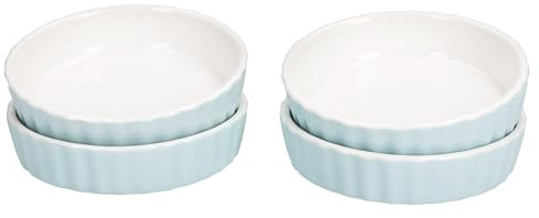 MamboCat Emilia Lot de 4 coupelles Bleu clair I Ø 11,5 cm I 140 ml I Mini moule rond en porcelaine | Plat à gratin pour crème brûlée, soufflé, tiramisu, etc.