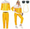 DASIAUTOEM Bier Trainingsanzug Kostüm Herren Damen, 80er Jahre Outfit Golden Brille Halskette Bierkostüm Jogginganzug Retro Kostüm Trainingsanzug für Motto Party, Karneval, Vintage Party-Outfit (L)
