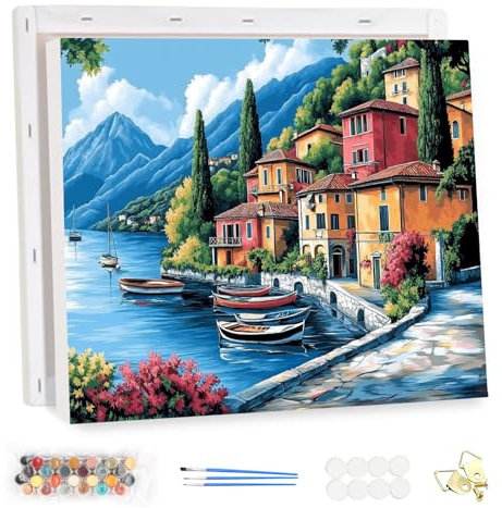 MEIYUDA Peinture par Numero Adulte avec Cadre Vue Mer, DIY Kit Peinture Peinture par Numero, Pinceaux Peinture de Dessin de Pigment Acrylique, Loisirs Créatifs Adultes Decoration Maison Cadeau 40x30cm