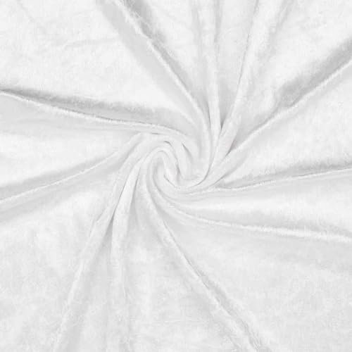 VmG-Store Pannesamt Stoff 2m x 145cm zum Nähen KEINE Meterware glänzender Stretch Samt für Vorhänge Gardinen Bühne Kostüm Kleid Bekleidung Tischdecke Dekostoff (002 Weiß)