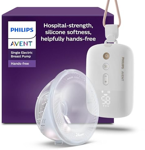 Philips AVENT Hands-free elektronische Einzelmilchpumpe, Motor in Krankenhausqualität, spiegelt den Trinkrhythmus des Babys wider, bis zu 85 Pumpbewegungen pro Minute, leichte Auffangschale, SCF531/11