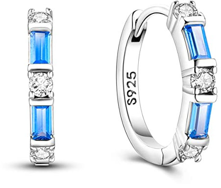 CYMYSS Pendientes de Aro de Plata de Primera Ley para Mujer Pendientes Mujer Plata De Ley 925 Hipoalergénicos Ligeros Aros Plata Regalos para señoras, Madres (Fresco azul y blanco)