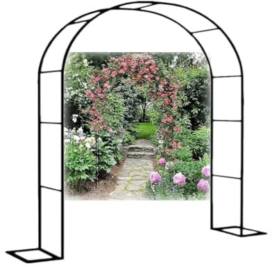 Generisch Rosenbogen Aus Metall, Rosenbogen Torbogen für Rosen & Kletterpflanzen Rankhilfe 80-350cm Breite 200/220/230cm Höhe Garten Decoration Pergola für Hochzeit(Schwarz,Width 220xHeight 230cm)