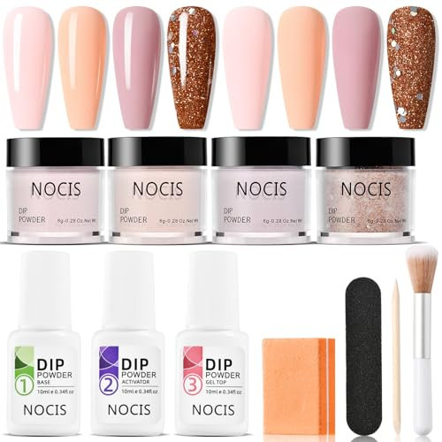 Nail Dipping Powder Set - Erreichen Sie schnell trocknende Nägel in Salon-Qualität zu Hause ohne UV/LED-Lampe - Inklusive Base, Top Coat und Aktivator