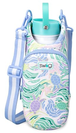 Swig Life Water Bottle Sling Bag, Water Bottle Holder with Adjustable Strap, Bottles Carrier Bag with Zippered Phone Pocket, Holds 36oz Bottles, Bottle Accessories (Sea Swirl)