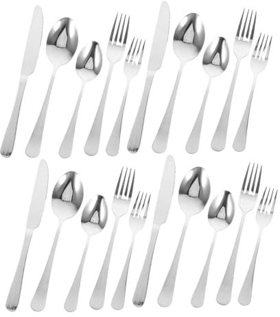 MAGICLULU 20pezzi Posate in Acciaio Con Da Bistecca Forchette Cucchiai e Da Tè Utensili Cucina Per Feste e Pranzi Tavola