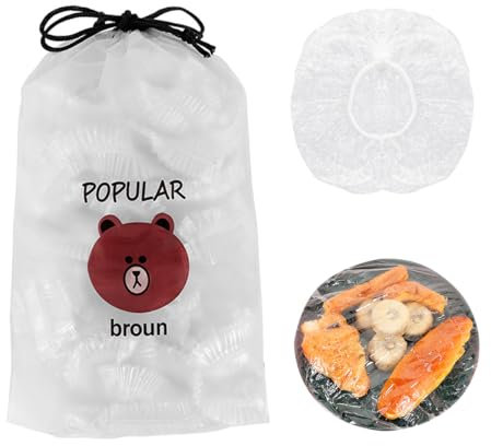 PERSENTU 100 Pcs Disposable Food Covers, Food Covers Plastic Stretch,Fresh Keeping Bags,Plate Covers for Food
