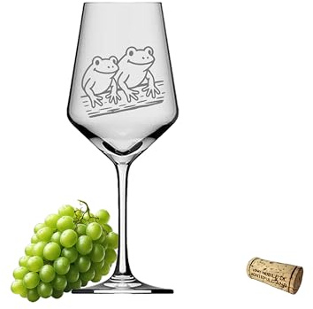 eXODA Weinglas Frösche im Teich 350ml spülmaschinenfest für Abende | Füllmenge 350 ml, geeignet für gesellige Abende, charmantes Design, spülmaschinenfest, Höhe 21 cm, produziert in sozialen Wer