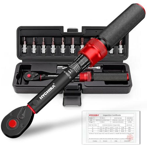 HYCHIKA Bike Torque Wrench 1/4, ±2% Accuracy, 5-25Nm, Dual Scale, 72-Tooth | 13PCS Bicycle Torque Wrench Kit with 12 Bits & Storage Case for Bike, Motorcycle, Electronics and Home Maintenance
