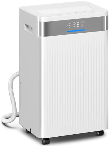 HOMCOM Deumidificatore elettrico 20 l/24 h, deumidificatore silenzioso con modalità sonno, indicatore di umidità, timer, sicurezza bambini, funzione memoria, serbatoio dell'acqua da 4,5 l, bianco