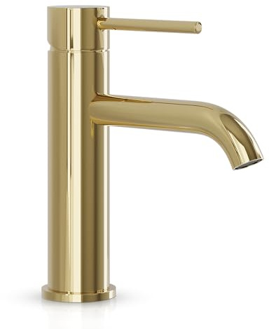 Bath Deluxe Søvang Wasserhahn Bad – Waschtischarmatur 18,3 cm, Waschbeckenarmatur Messing Glänzend, Anti-Fingerprint & Einfache Montage, Gebürsteter Edelstahl, Modernes Dänisches Design