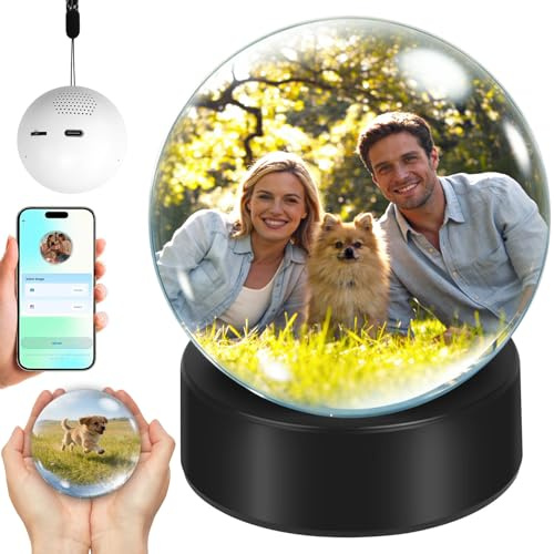 Pipihome Erinnerungskugel, Kristallkugel mit Foto Video, Memory Sphere, Personalisiert Video Kugel, Personalisierte Geschenke für Frauen Männer Familie Freunde, Deko Wohnzimmer Schlafzimmer
