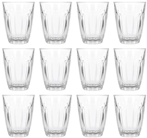 Argon Tableware 100ml Fluted Glass Juice Tumbler Glasses - Set of 12 | Dishwasher Safe Kitchen Water Coffee Cocktail Juice Gin Wine Whisky Drinking Glassware Tumblers Durable Soda Lime Glass Set
