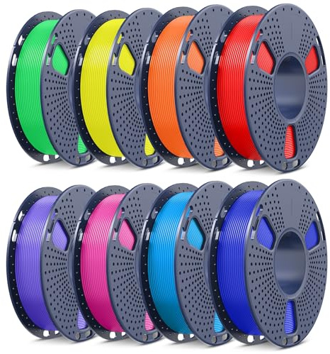 SUNLU 250G*8 PLA+ Filament Bundle, Robustes PLA PLUS 3D Drucker Filament, 250g pro Spule, 8 Rollen, Rot+Sonnenorange+Gelb+Grün+Cyan+Kleinblau+Lavendelviolett+Magenta