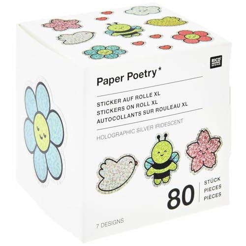 Sticker Chingu, Blumen FSC MIX, 80 Stk/Rolle, holografisch
