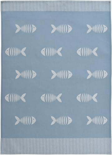 Sander - Geschirrtuch - Omega - 50x 70cm, Baumwolle - Fische - Farbe: 17, Hellblau