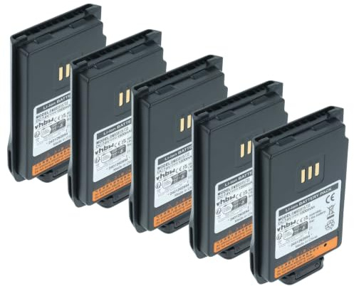 vhbw 5X Akku kompatibel mit Hyt/Hytera PD662G | PD662, PD660 UL913, PD606, PD605, PD602, PD602G Funkgerät, Walkie Talkie (1500 mAh, 7,4 V, Li-Ion)
