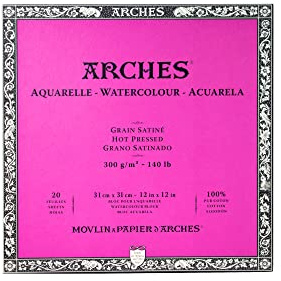 Arches Satin Grain Watercolor Block, Paper, White, 12 x 12