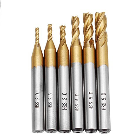 EsportsMJJ 6X 2-6Mm Titan Coating Hss 4 Flöten Fräser 6Mm Schaft Cnc Bohrer Set