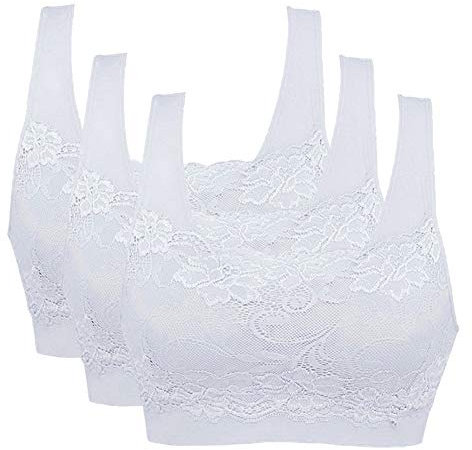 Litthing Women Sports Bra Seamless Comfortable Soft Breathable Ladies Lace Bras Removable Padded Tops Push up Underwear Packs for Yoga Fitness Exercise