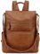 RAVUO Damen Rucksack, Leder Anti Diebstahl Rucksackhandtaschen 2 in 1 Handtasche Elegant Cityrucksack Mittelgroß Retro Braun
