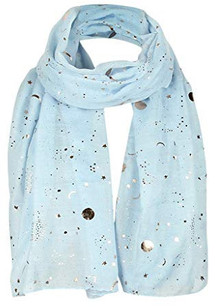 Lazzboy Frauen Star Moon Folie Gedruckt Schal Wrap Silk Travel Schals Seidenschal Damen Seidentuch Hautfreundlich Halstuch Tuch Als Stola Pashmina Langer Große(E)