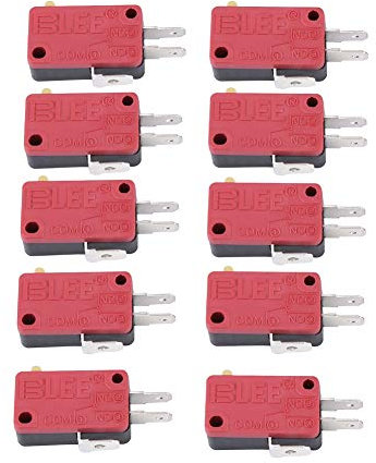 HEEPDD 10Pcs Micro Switch, Rouge 3Pins Bouton Poussoir Micro Switch Micro Fin de Course pour Game Mini Fin de Course