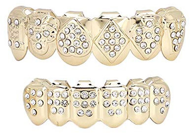 Grills, Zähne Set Hip Dekoration Für Halloween für Schmuck Party (Gold)