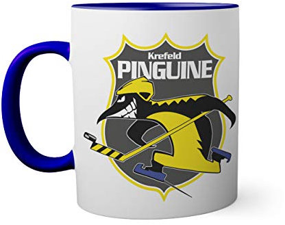 Ice Hockey Team Krefeld Pinguine Eishockey Tasse innen und am Henkel dunkelblau außen weiß 330ml