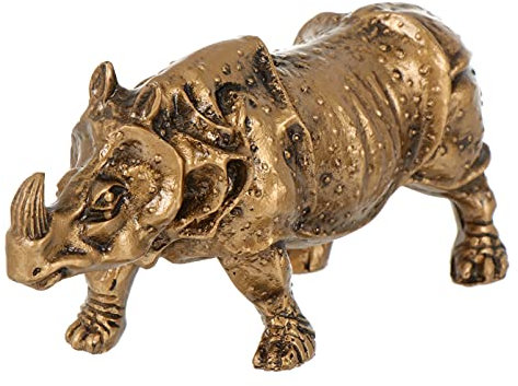 HEALLILY Nashorn Ornamente Vintage- Handwerkliche Einrichtungsdekoration Feng-Shui-skulpturen Mini-landschaftsverzierung Rinder-Statue-Figur Wildtier Harz Marionette Büro Esstisch