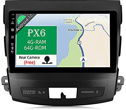 JOYX PX6 Android 10 Autoradio Passt für Mitsubishi Outlander (2008-2015) - [4G+64G] - Kamera KOSTENLOS - 2 Din 9 Zoll - Unterstützen DAB Lenkradsteuerung 4G WiFi BT Carplay Android Auto HDMI 4K-Video