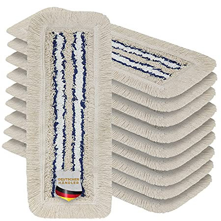 Okaei 10 Stück Wischmopp Bezug (50 cm) - Bodenwischer-Wischbezug für Krankenhäuser & Pflegeeinrichtungen - Wischer-Bezug mit optimalen Gleiteigenschaften für Ergonomisches Arbeiten - Beige