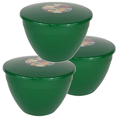Pudding Basin and Lid Pack of 3 Plastic Pudding Basins Medium to Large Sized Emerald Green Food Safe Steaming Bowls (2 Pint 1l)