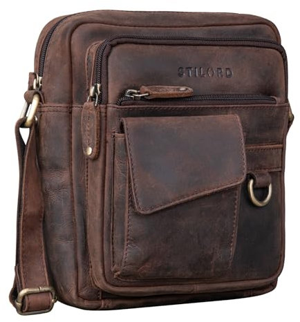 STILORD 'Ryan' Borsa a Tracolla in Pelle per Uomo | Piccola Borsa Vintage per iPad 9,7 Pollici | Borsa a Spalla in Vera Pelle, Colore:zamora - marrone