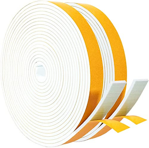Dichtungsband Selbstklebendes für Türen Fenster, 20mm(B) x 3mm(D)/10m Schaumstoff Klebeband Schaumstoffstreifen, Türdichtung, Gummi-Dichtungsstreifen Schalldämmung Kollision Siegel (Weiß)