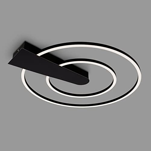 Briloner Leuchten - LED Deckenleuchte dimmbar in 3 Stufen, Memoryfunktion, warmweiße Lichtfarbe, LED Deckenlampe rund, schwarz, Ø49,5 cm, 3543-015